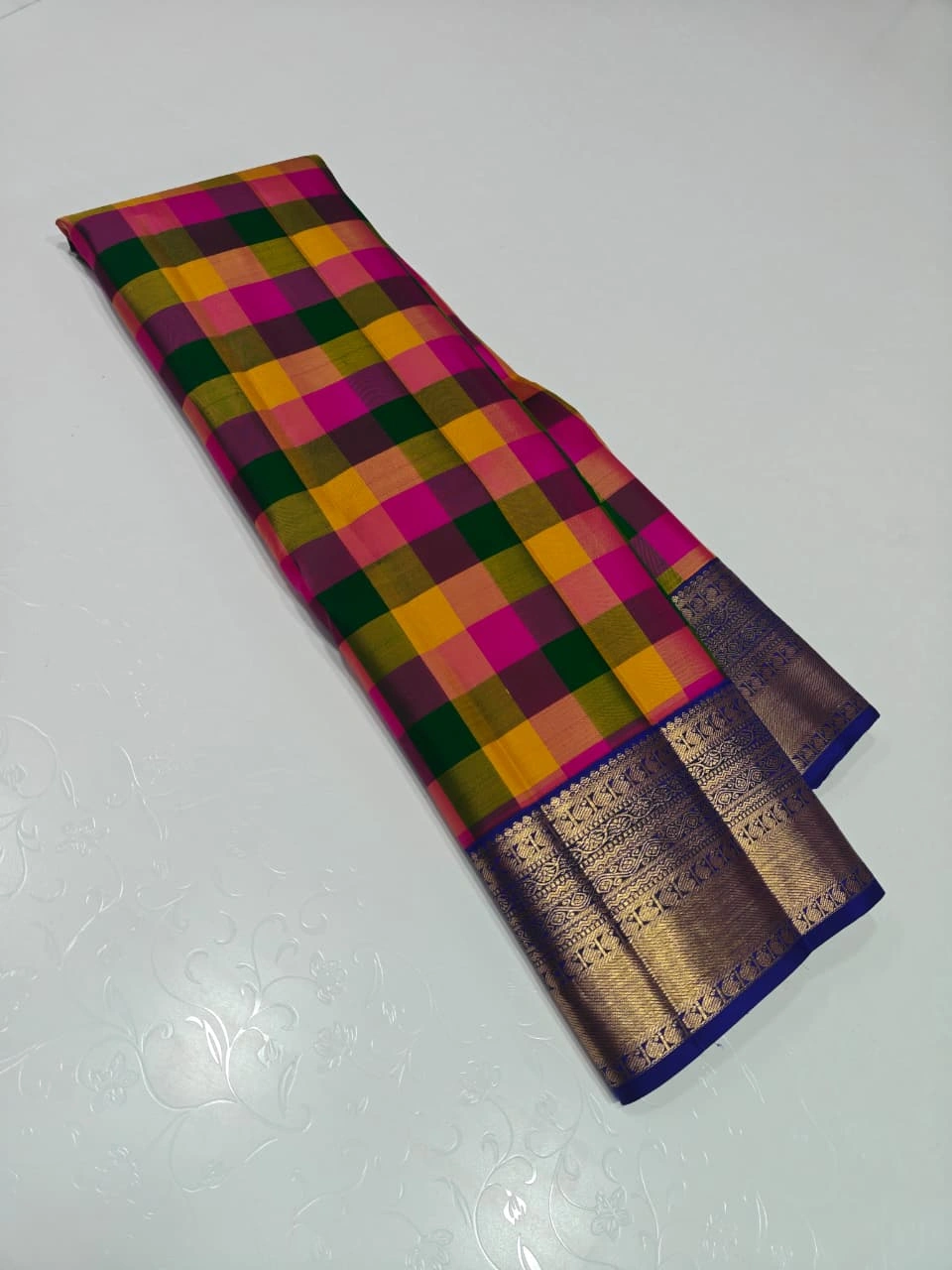 Checked Kanchipuram Silk Saree